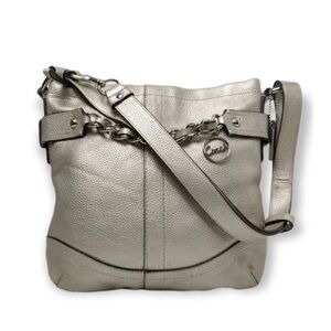 Coach Chain Duffle crossbody shoulder bag in metallic pebbled leather